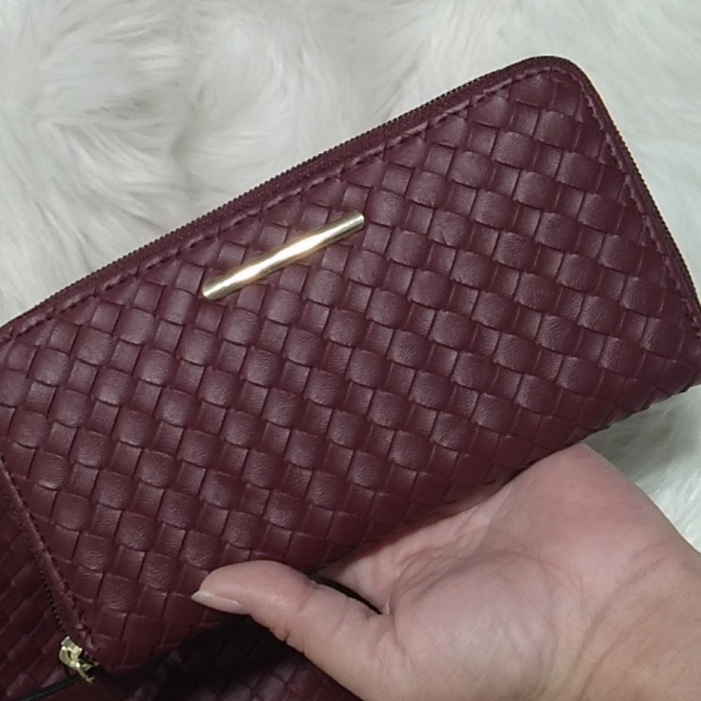 NWT Faux Woven Leather Tote Wristlet-Pouch Crossbody Zip Wal… - Picture 13 of 15